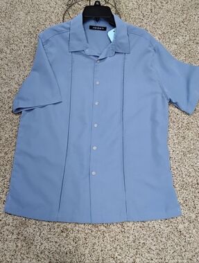 3930 Size XL Axist Men's Short Sleeve Shirt - Light Blue